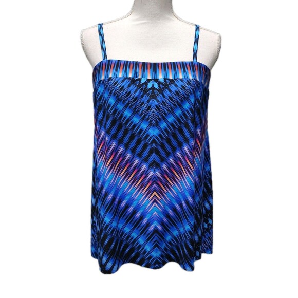 Miraclesuit Women's Blue Chevron Marrakech Underwire Bandini Top w/ Strap sz 14 - Picture 1 of 9